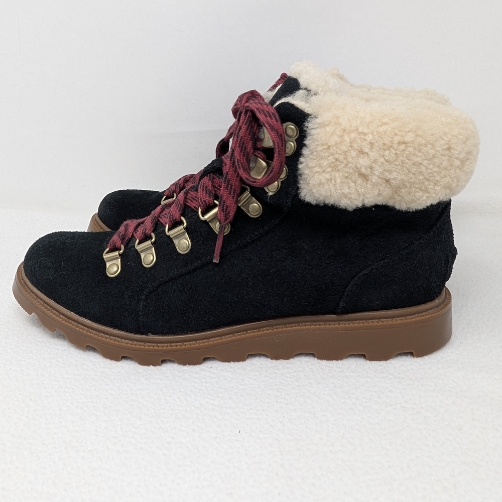 NEW! Women's Sorel Ainsley Conquest Black WP Genuine Suede Ankle Boots-Size 7.5